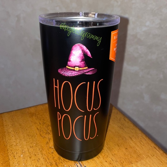 Rae Dunn Black HOCUS POCUS Insulated Tumbler Purple Witch Hat NEW!!! - Picture 1 of 2